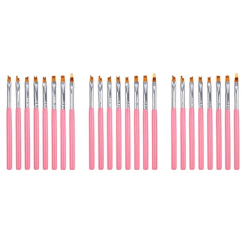 Комплект цветни дръжки за рисуване 24шт, розова дръжка-листенце, пискюл за нокти, къса коса, за нокти