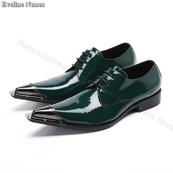 Мъжки Обувки от лачена кожа С Метално Бомбе, Обикновена Пролетни Модела обувки с дантела, Мъжки обувки За Партита, Големи Размери 38-46, Zapatillas Mujer