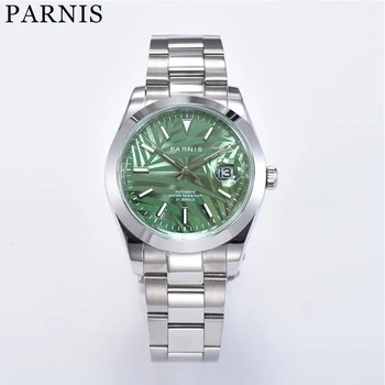 Мъжки ръчен часовник Parnis 39,5 мм, Япония, Miyota 8215, механизъм за самостоятелно ликвидация, зелен циферблат, светлинен маркер, мъжки ръчен часовник