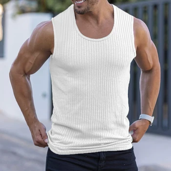 Мъжки Спортен Елек За Мускулния Фитнес, Обикновена Трикотажни Блузи Без Ръкави, Дишащи Бързо Съхнещи Баскетболни Тениски