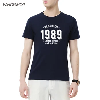 Направено в 1989 година Мъжка тениска 32 година, Подарък за рожден ден Тениска Нови летни хип-хоп Рок мъжки тениски от Памук с високо качество