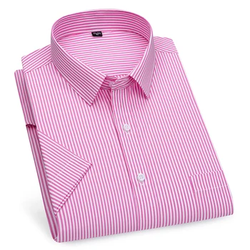 Нови модни шарени ризи с къс ръкав за мъже, които не съдържат желязо, Лесна за оформяне Лятна ежедневни облекла, бизнес ризи с копчета