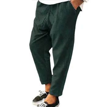Нови мъжки вельветовые свободни обикновена ежедневни панталони с еластичен колан, прав скъсяване на панталони, ежедневни панталони, мъжки дрехи