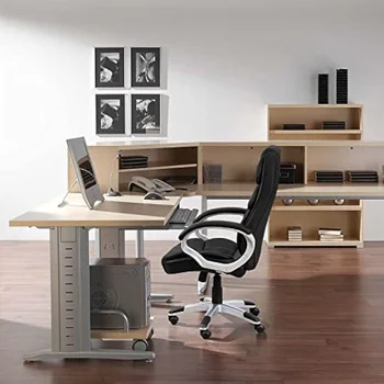 Офис стол Homall, компютърна маса с висока облегалка, изкуствена кожа регулируема височина, Съвременно въртящо се работно кресло за ръководители, с мек