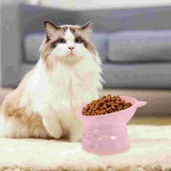 Повдигнати купа за котешки храна Повдигнати керамична купа за котки Наклонена купа за хранене на котешка вода