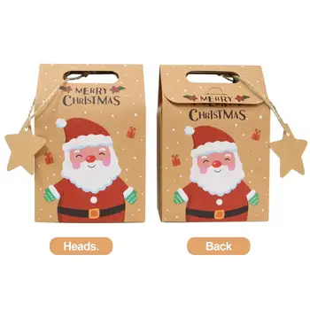 Празнична кутия шоколадови бонбони, Коледен комплект подарък кутии от Крафт-хартия, Дядо Коледа, Снежен човек, Лосове, Коледно Дърво, Кутии за бонбони, сладкиши, Празнична на Коледа