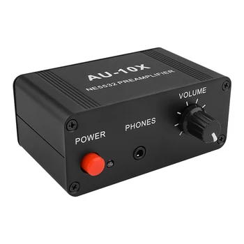 Предусилвател възвратно аудио AU-10X NE5532 Засилване на такси усилвател за слушалки 20 db RCA и 3.5 мм Регулатор на силата на звука 12 v постоянен ток