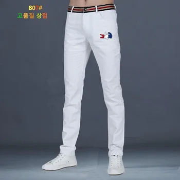 Пролетно-есенни мъжки панталони 2024 година, нови Висококачествени панталони с лента на кръста, ежедневни модни директни памучни панталони за мъже