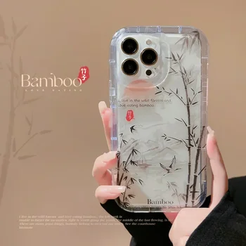 Ретро спирала Bamboo forest госпожица Картината на изгрева прозрачен калъф за телефон iPhone 15 14 13 12 11 Pro Max 14 Плюс Калъф