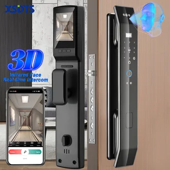 Система за заключване на вратите на Hristo Smart 3D с лицето панел, камера за сигурност, домофонна система в реално време, пръстов отпечатък, парола, Биометрични електронен ключ за отключване