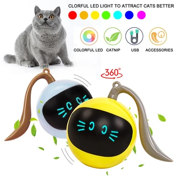 Стоки за домашни любимци, USB зареждане, електрически интелигентна играчка за котки, забавен магически топка, катящийся по красочному светодиоду.