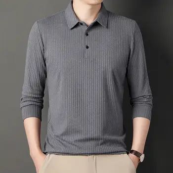 Уличната мода, Мъжки ризи Поло с дълъг ръкав, Пролет-есен, Нова Базова Бизнес Мъжки дрехи, Корейски Дъното, Свободни Ежедневни блузи