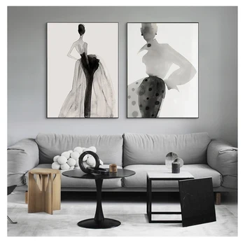 Художествен плакат на платно, модни открита живопис, стенни модел за хол, спални, коридор, домашен интериор, модерен момиче с грациозной стойка