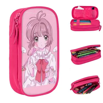 Чудесна магическа макияжница Cardcaptor Sakura молив случай за моливи, химикалки, голяма чанта за съхранение на студентски училище канцеларски принадлежности с цип